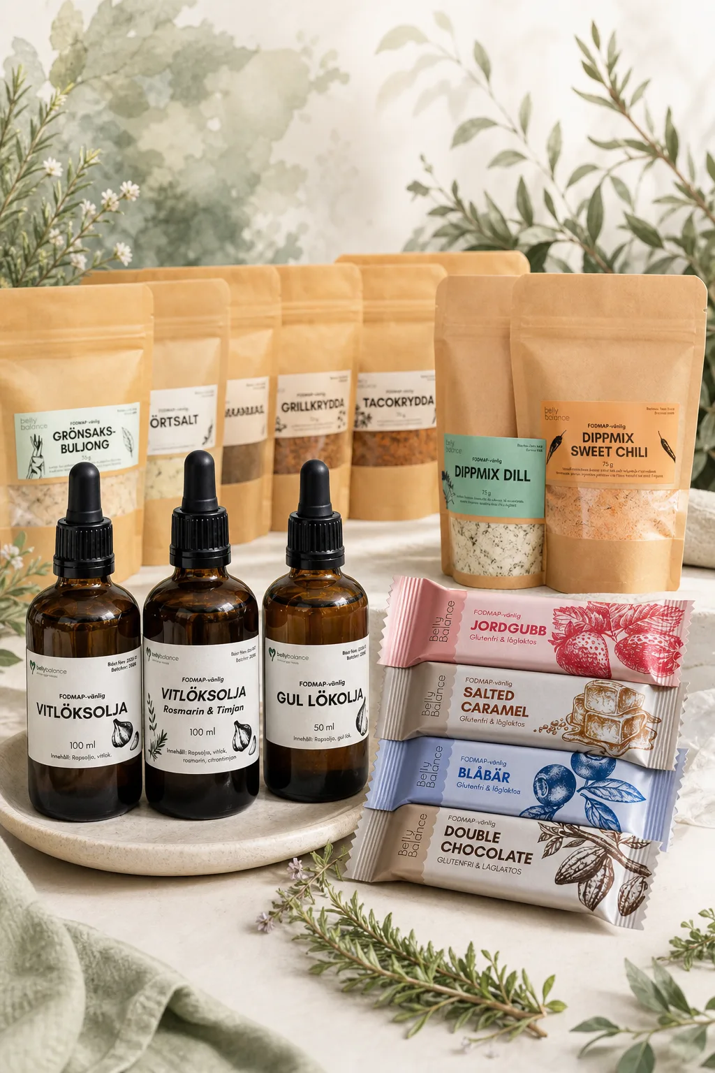 Gut-friendly products from Belly Balance - oils, bars, spices and broth