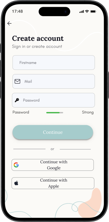 iPhone Create account mockup