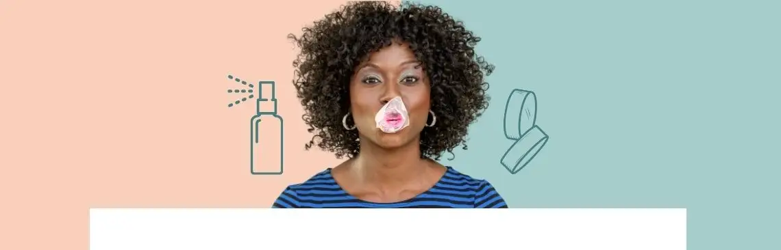 Image of a person with mouth-spray and gum, Lozenges